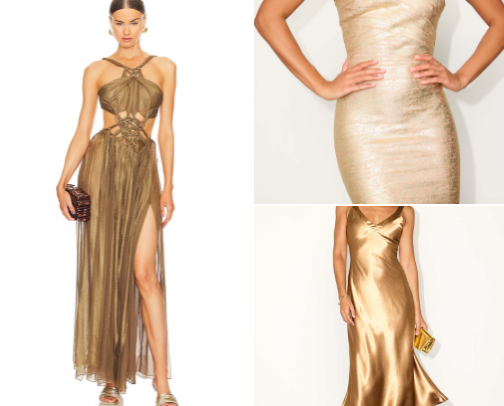 Golden Glow: The Best Gold Dresses for Every Occasion (Luxury, Party & Vacation Looks) cover photo collage
