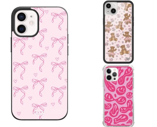 the CUTEST phone cases 🤍🧸💐 cover photo collage