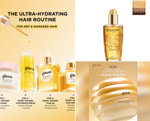 The products that make my hair look healthy, shiny, voluminous, and well cared for. cover photo collage