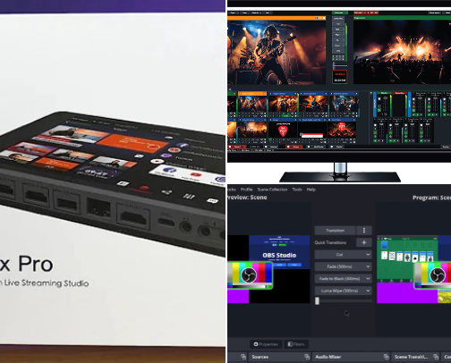 Live streaming tools for social media broadcasting cover photo collage