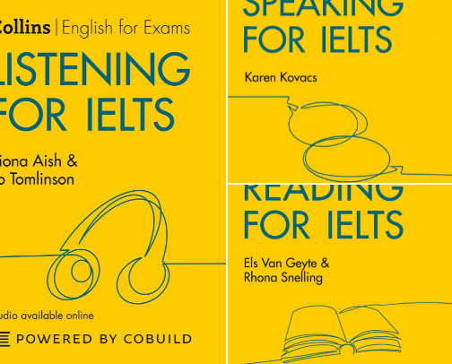 Free PDF - Listening for IELTS 5-6+ (B1+) (Collins English for Exams) companion study set cover photo collage