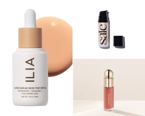 Clean, low tox and acne safe makeup products cover photo collage