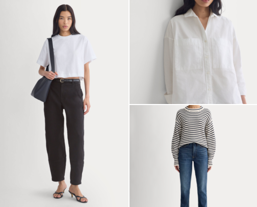 The Everlane Wardrobe Staples Everyone's Obsessed With: 15 Cult-Favorite Pants, Sweaters, Tees & Outerwear Worth the Splurge cover photo collage