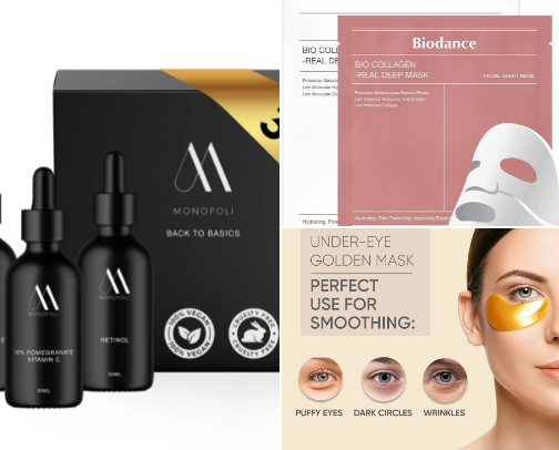 Skin care products cover photo collage