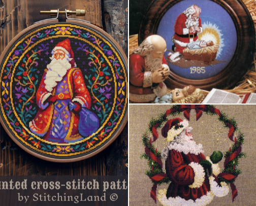 Santa Claus Cross Stitch Patterns cover photo collage