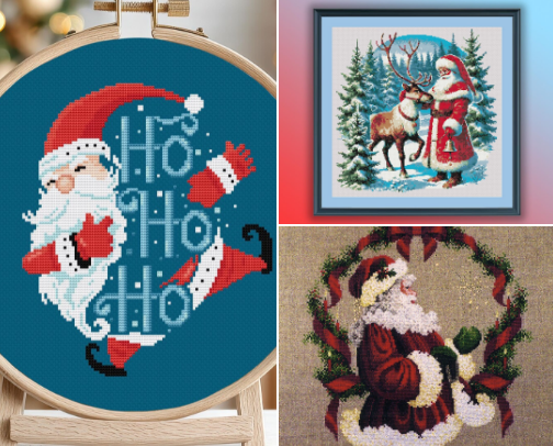 25 Santa Claus Cross Stitch Patterns I Recommend cover photo collage