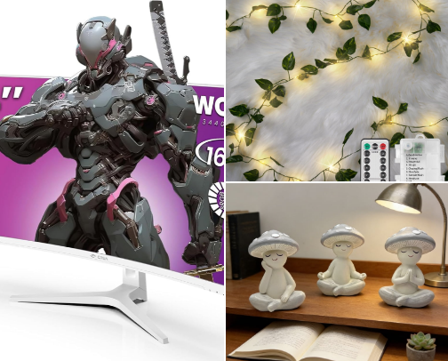 Nature Themed Gaming Setup 🌱 cover photo collage