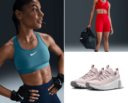 Workout essentials for women: Nike cover photo collage