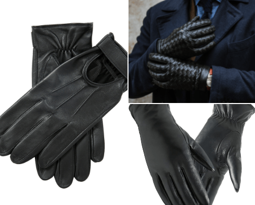 Leather gloves cover photo collage