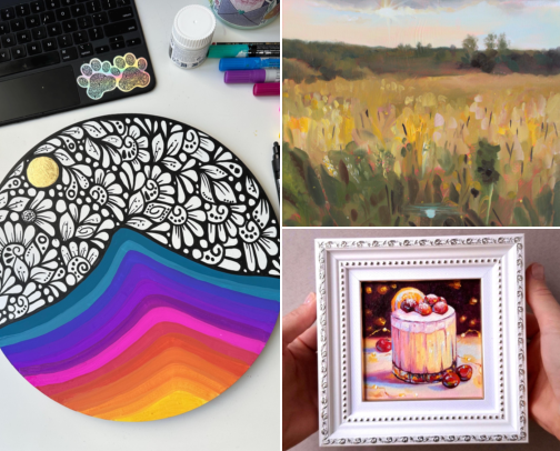 Favourite artists and art shops on Etsy cover photo collage