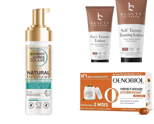 Self tanners. cover photo collage