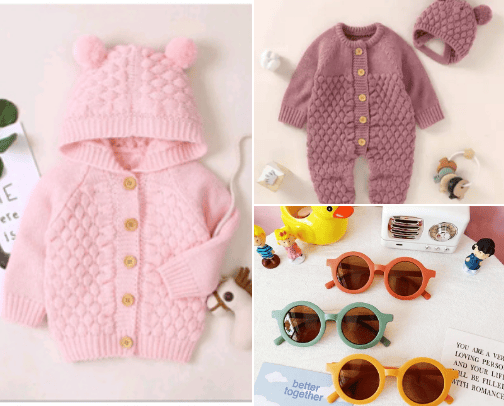 Various baby essentials cover photo collage