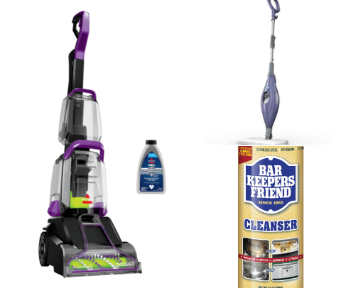 Household cleaning products cover photo collage