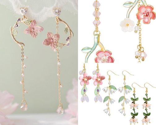 Delicate Floral Korean Earrings are so beautiful! I love dainty jewelry it makes my daily looks more soft. cover photo collage