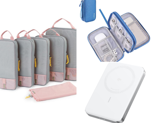 My fave travel items as a middle-aged woman! cover photo collage