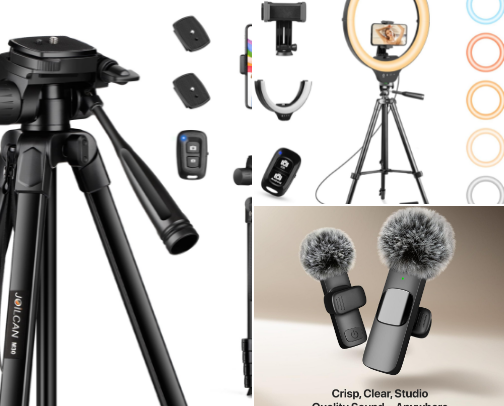 🎥 Vicky’s Creator Essentials                          My go-to tools for creating, filming & capturing content with ease. 🎥✨ cover photo collage