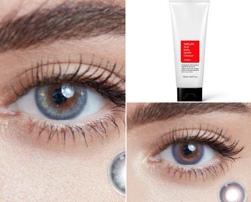 beauty products/ contact lenses cover photo collage