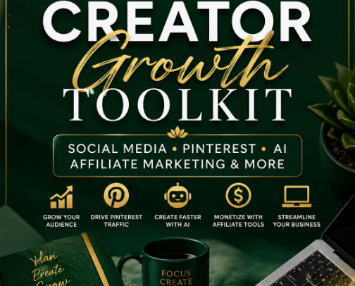 Creator Growth Toolkit: Social Media, Pinterest, AI & Affiliate Marketing cover photo collage