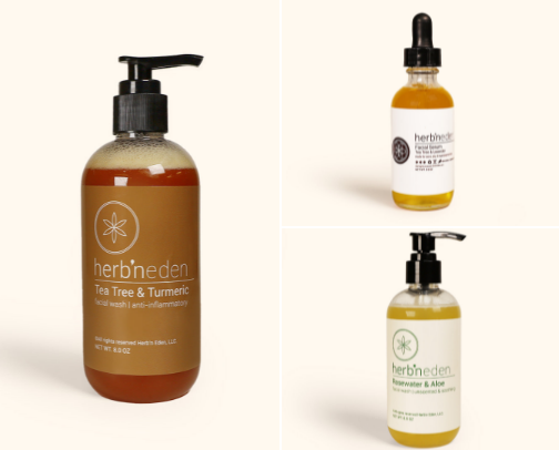 My no-acne facial and all-clear body products cover photo collage