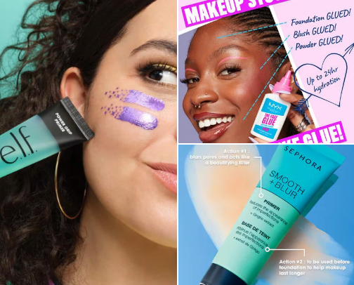 Primer on which the make-up lays down perfectly cover photo collage