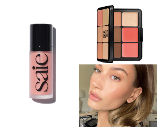 Hailey Bieber makeup cover photo collage