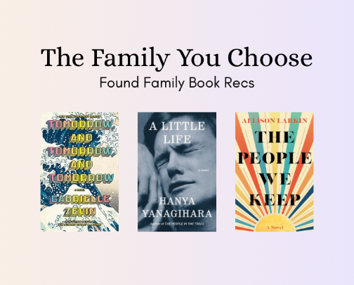 The Family You Choose (Found Family Book Recs) cover photo collage