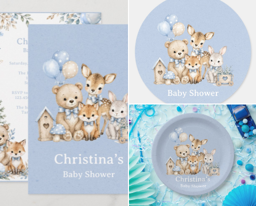 Woodland Friends Boy Baby Shower cover photo collage