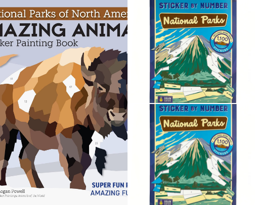 Read Online - National Parks of North America Amazing Animals Sticker Painting Book: 12 Super Fun Paintings (Design Originals) Bison, Bear, Humpback Whale, Moose, Puffin, and More, with Up to 80 Stickers per Design Creative Kids Collection cover photo collage