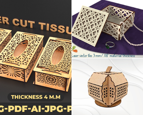 Laser Cut Box Design cover photo collage