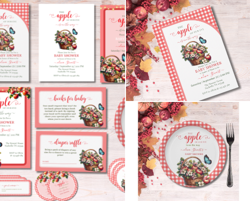 Fall Harvest Apple of our eye baby shower cover photo collage