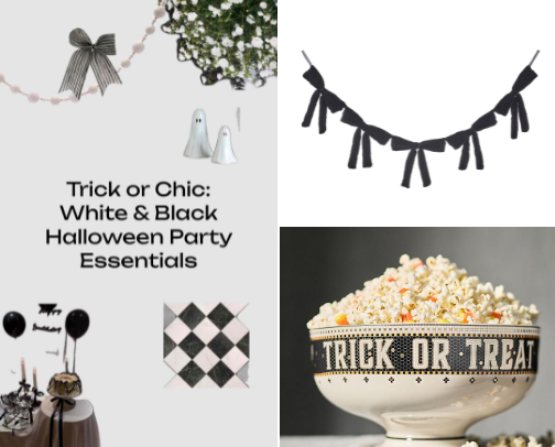 Trick or Chic: White & Black Halloween Party Essentials cover photo collage