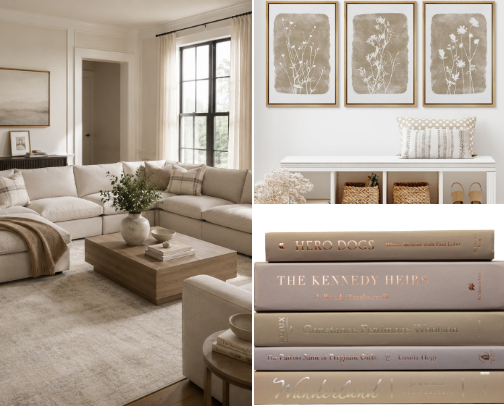 The Neutral Living Room 🤎 cover photo collage