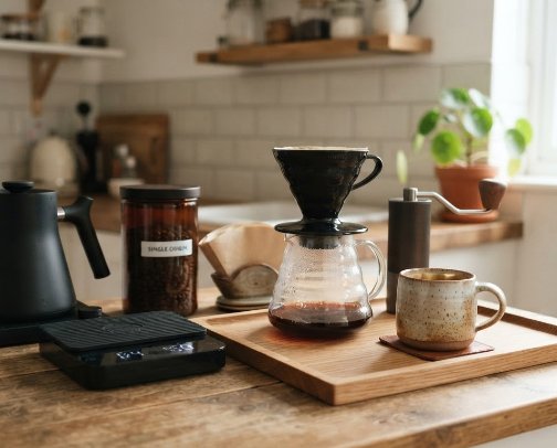 At Home Coffee Corner Setup cover photo collage