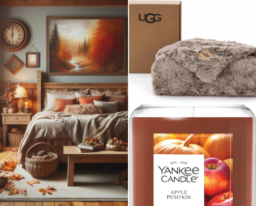 Fall Bedroom Decor: Cozy Bedding, Throws and Candles for Autumn cover photo collage