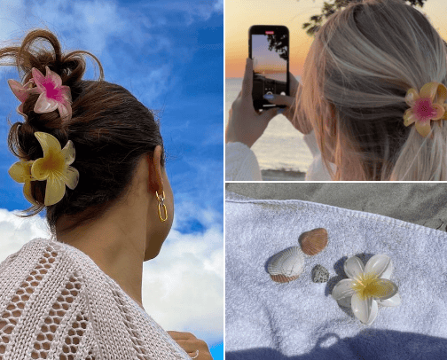hibiscus hair clip cover photo collage