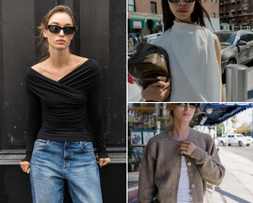 “Everyday Essentials,” “Party Outfits,” “autumn Collection” cover photo collage