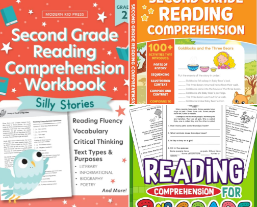 Save & Read - The 2nd Grade Reading Comprehension Workbook for Kids: Silly and Engaging Stories, Biographies, Poetry and Informational Text to Improve Reading Comprehension and Phonics (2nd Grade Workbook) companions cover photo collage