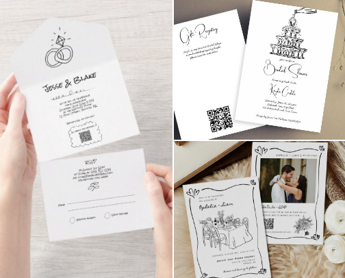 Handdrawn Wedding Invites & Doodle Bridal Shower Finds cover photo collage