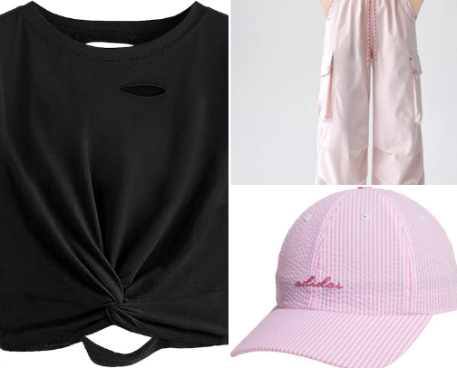 Cargo Pants and T-Shirt Outfit for Women | Pink Cargo Pants with Cropped Tee cover photo collage