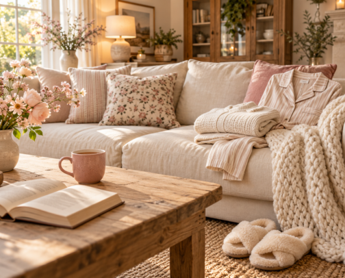 Cozy Home Décor & Inspiration | Pretty Bedding, Blankets & Cushions cover photo collage