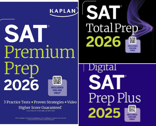 Read Online - Study companions for SAT Premium Prep 2026: Includes 3 Full Length Practice Tests, 700+ Practice Questions, + 1 Year Online Access to Quizzes and Video Lessons and Tutorials (Kaplan Test Prep) cover photo collage