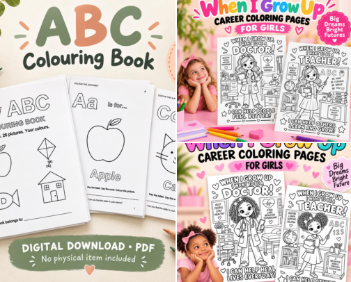 Printable Colouring Pages for Kids cover photo collage