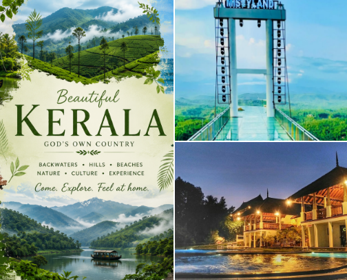 The Ultimate Kerala Travel Guide: Places to Visit, Stays, Cafés & Experience cover photo collage