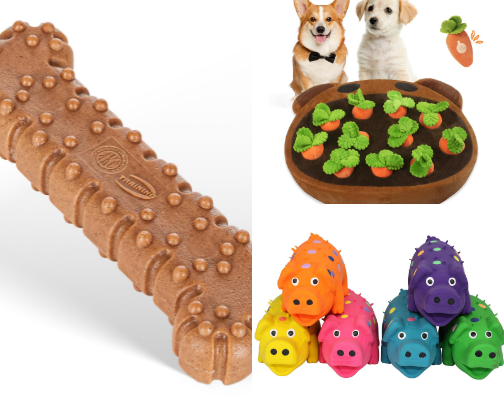 Chew, play, repeat! Keep Your Pup Entertained with These Dog Chew Toys cover photo collage