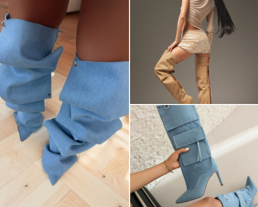 High fashion knees boots cover photo collage