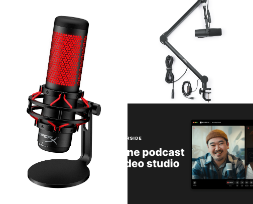 Podcast equipment cover photo collage