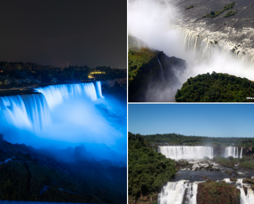 Global Marvels: Exploring Waterfalls, Castles, and Canopy Walkways Around the World cover photo collage