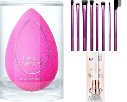Makeup tools cover photo collage