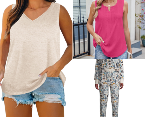 Women's V-Neck Batik Tank Top Chemises cover photo collage
