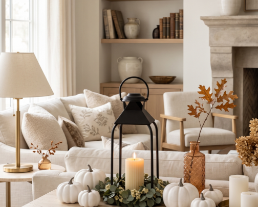 Neutral Halloween Decor Finds for a Cozy, Elegant Home cover photo collage